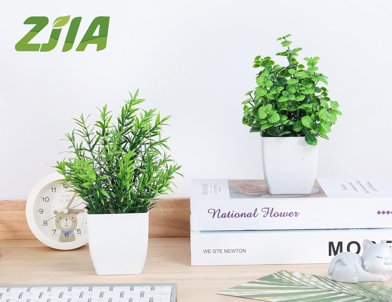 2Pack Small Fake Plants Artificial Greenery Plants for Home Bathroom Shelf Decor