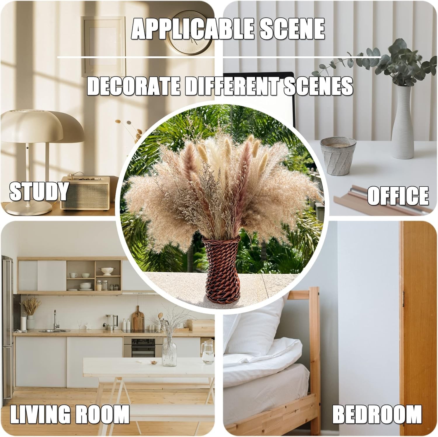 Pampas Grass Dried Flowers Natural Boho Decor Wedding Farmhouse Office