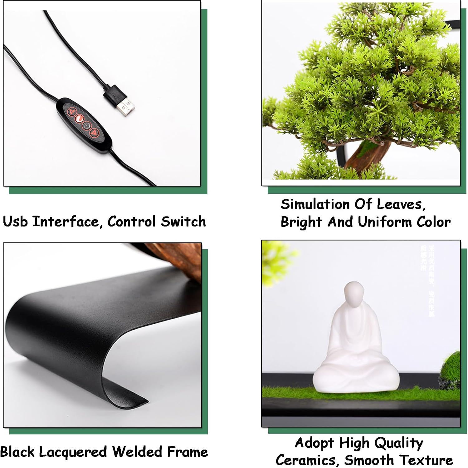 Realistic Fake Bonsai Tree with Lamp & Backflow Incense for Home Decor