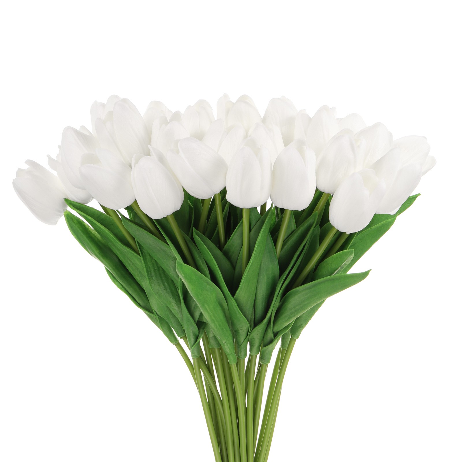 24Pcs Fake Tulips Artificial Flowers PU Artificial Tulips Real Touch White