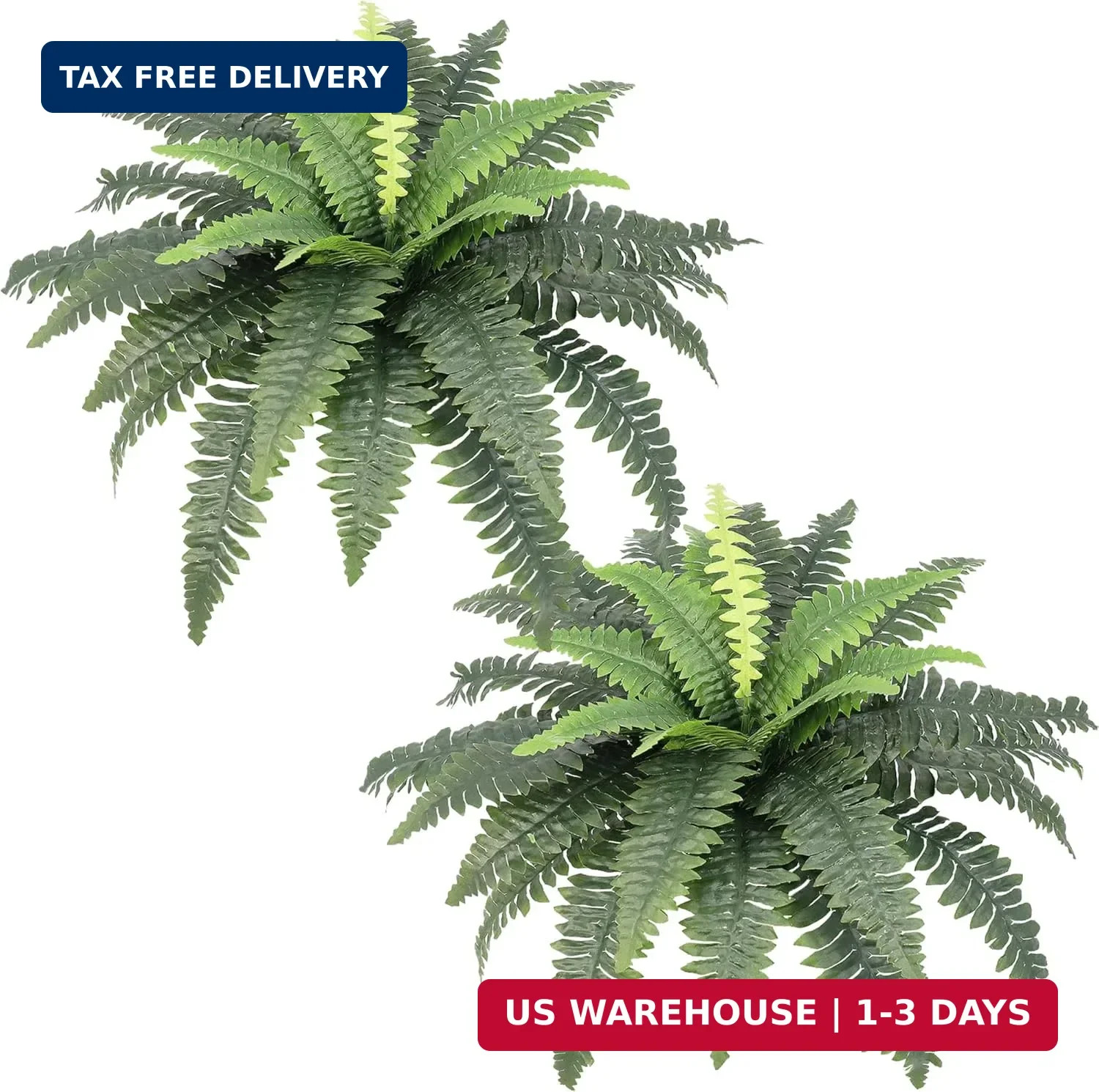Artificial Ferns for Outdoors, Set of 2 Bouquets 33″ Diam Large Fake Ferns Faux