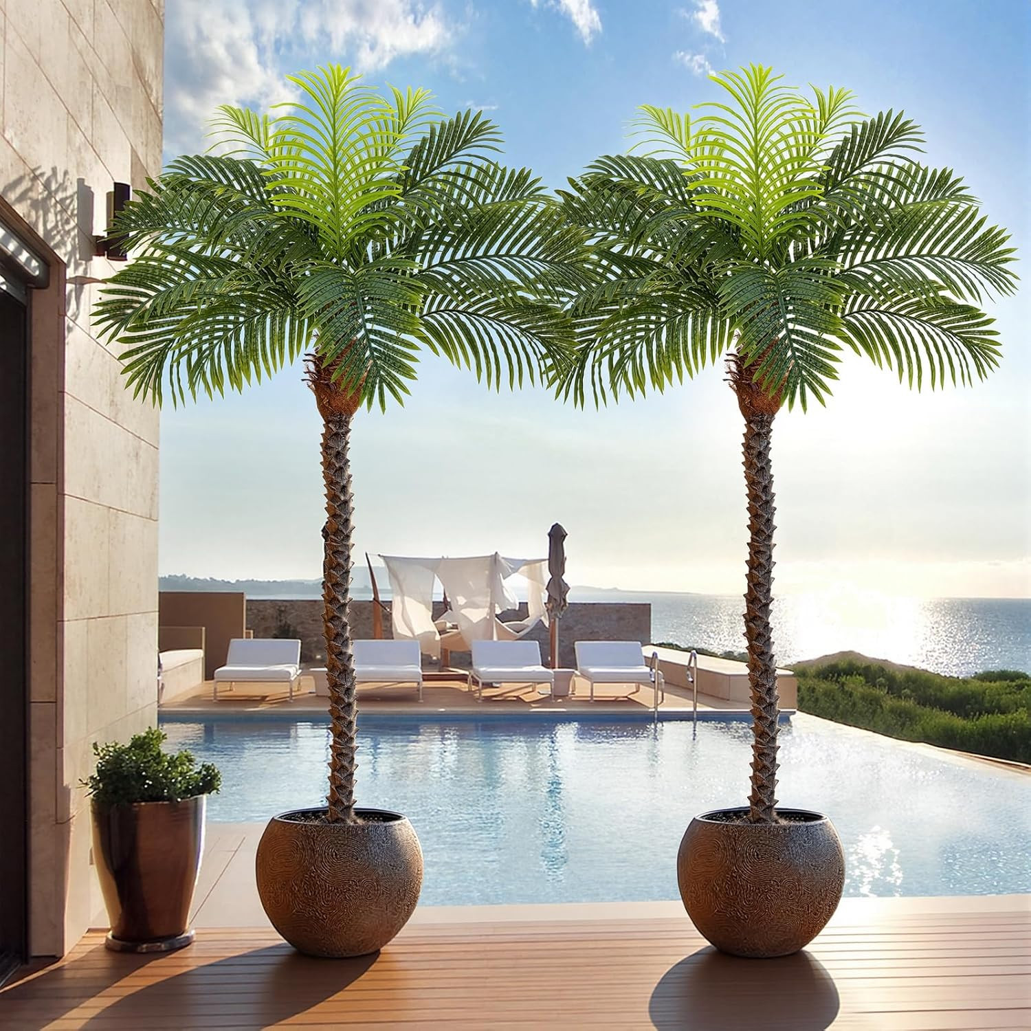 7Ft Artificial Phoenix Palm Trees – Set of 2 for Indoor/Outdoor Decor