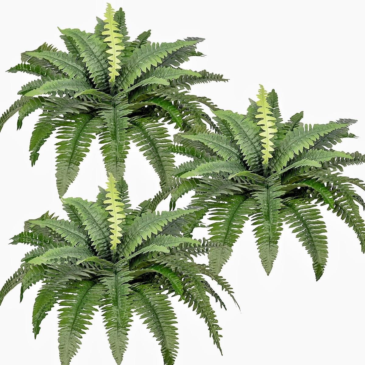 Artificial Boston Ferns Bush Plants Large, Set of 3 Large Artificial Ferns fo…