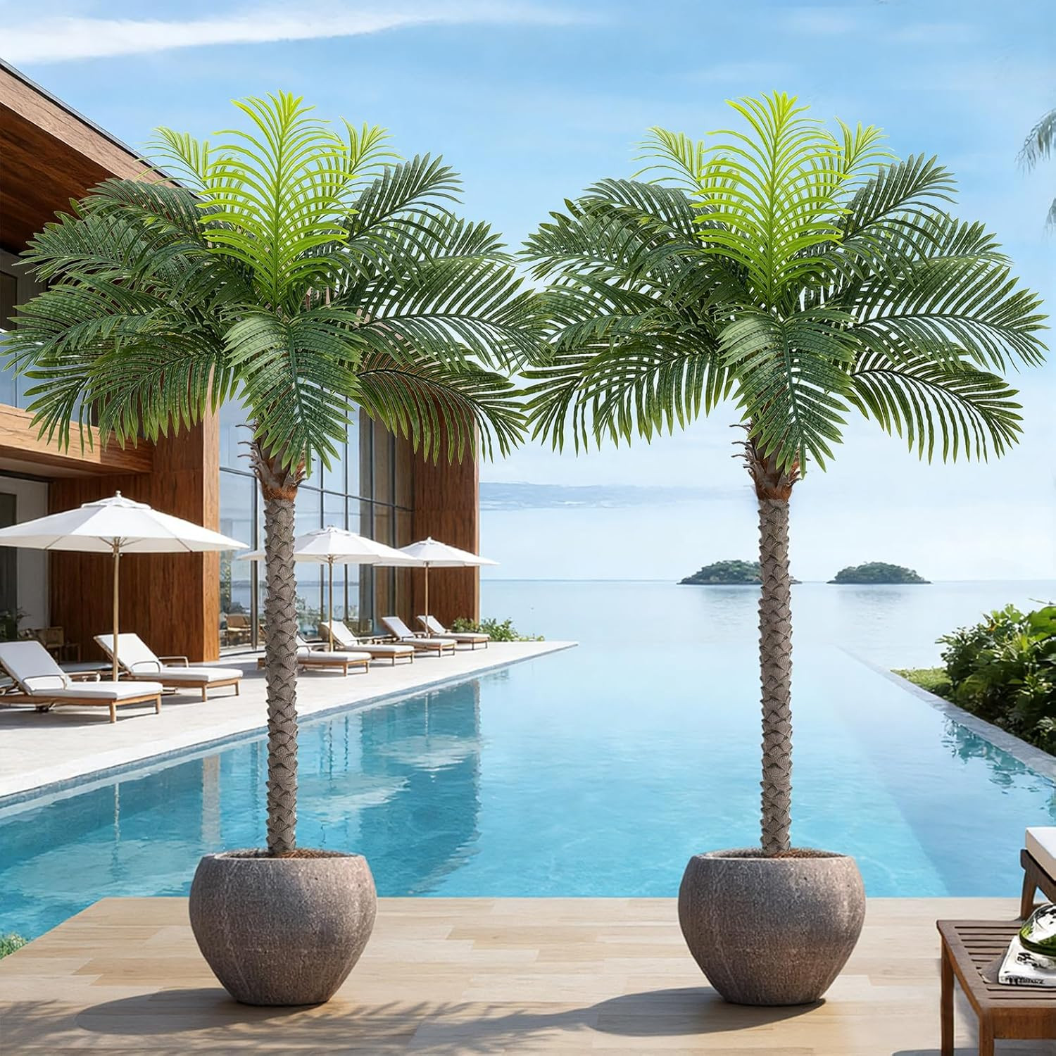7Ft Artificial Phoenix Palm Trees – Set of 2 for Indoor/Outdoor Decor