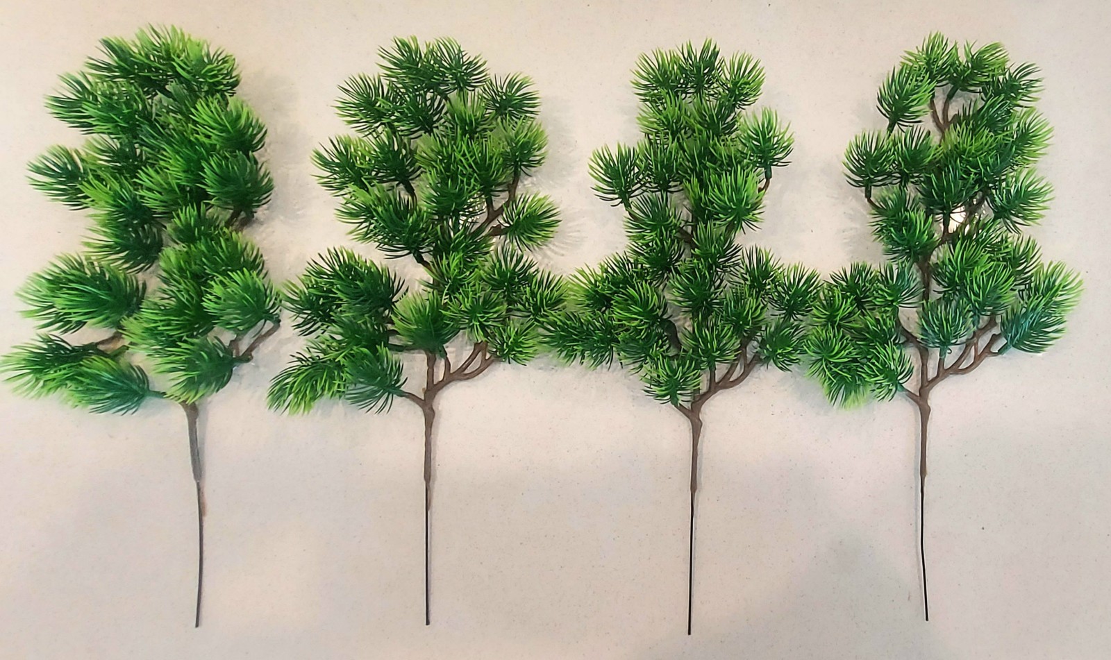 Set Of 4 Large Realistic Artificial DIY Bonsai Cedar Pine Branches 13.5″ Green