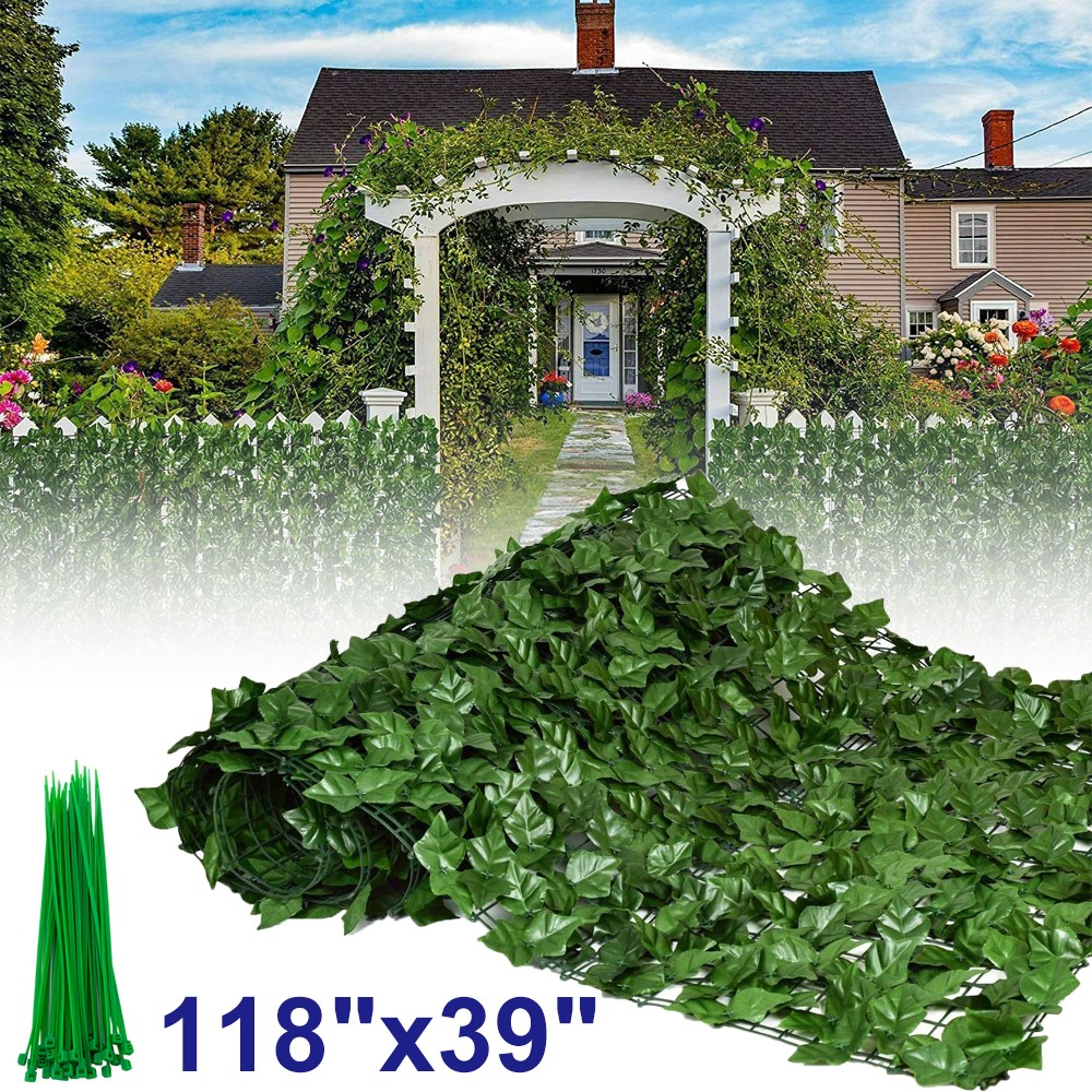 118″x39″ Artificial Hedge Roll Fake Ivy Leaf Garden Privacy Fence Screen Panel