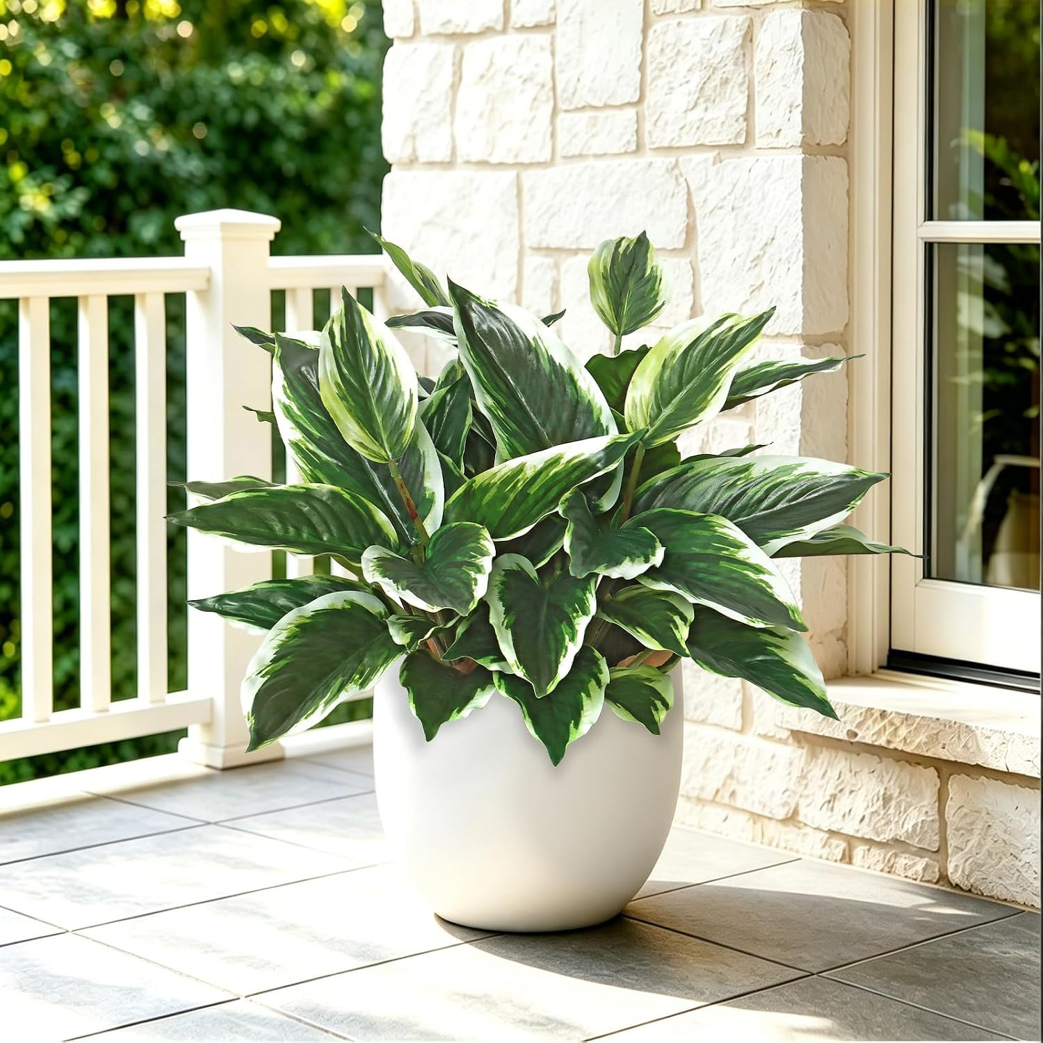 UV Resistant Faux Hostas – 4PCS Outdoor Artificial Plants for Home & Office