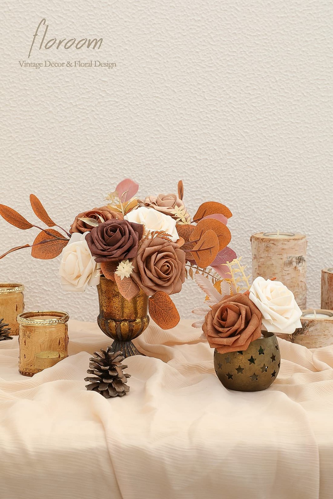 Artificial Flowers 25pcs Real Looking Earth Tones Ombre Colors Foam Fake