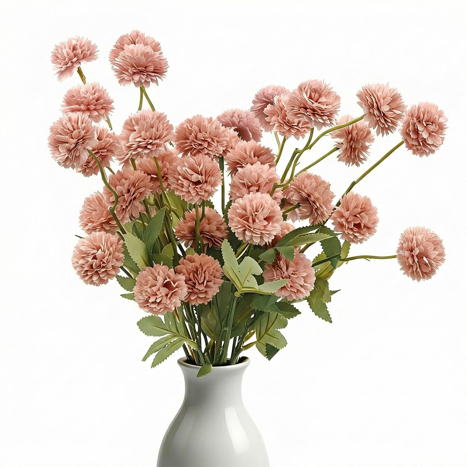 8pcs Blush Pink Fake Silk Pompon Mum Artificial Flowers,Mini Artificial Chrys…