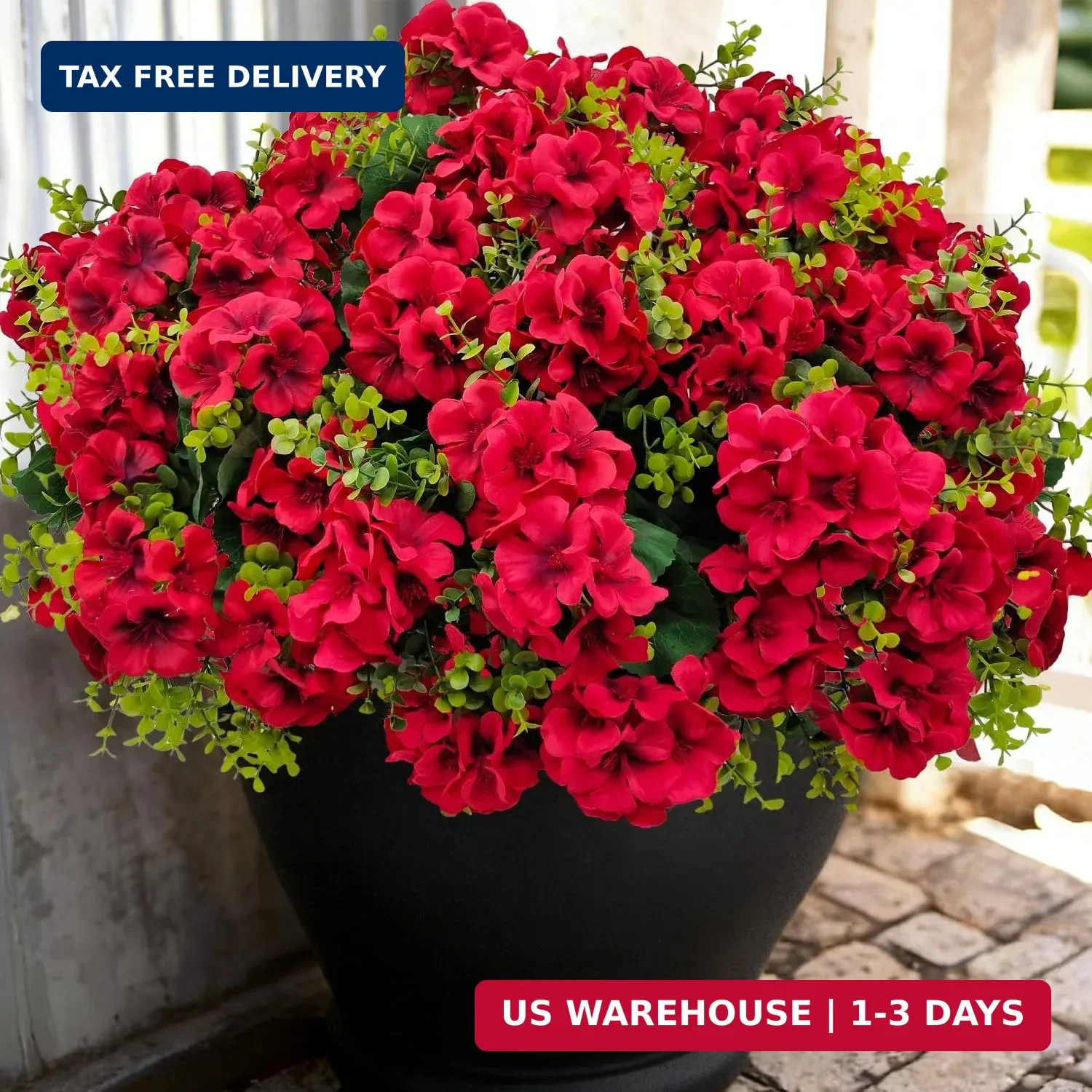 Artificial Geranium Flowers for Outdoor Decoration, 6 Bundles UV Resistant Silk