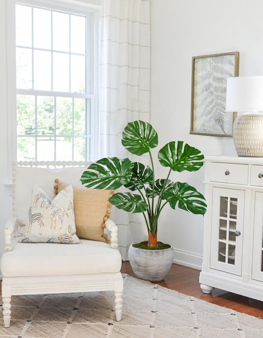 New Best 2Pack Large Fake Plant 36″ Faux Monstera UV Resistant Floor Realistic