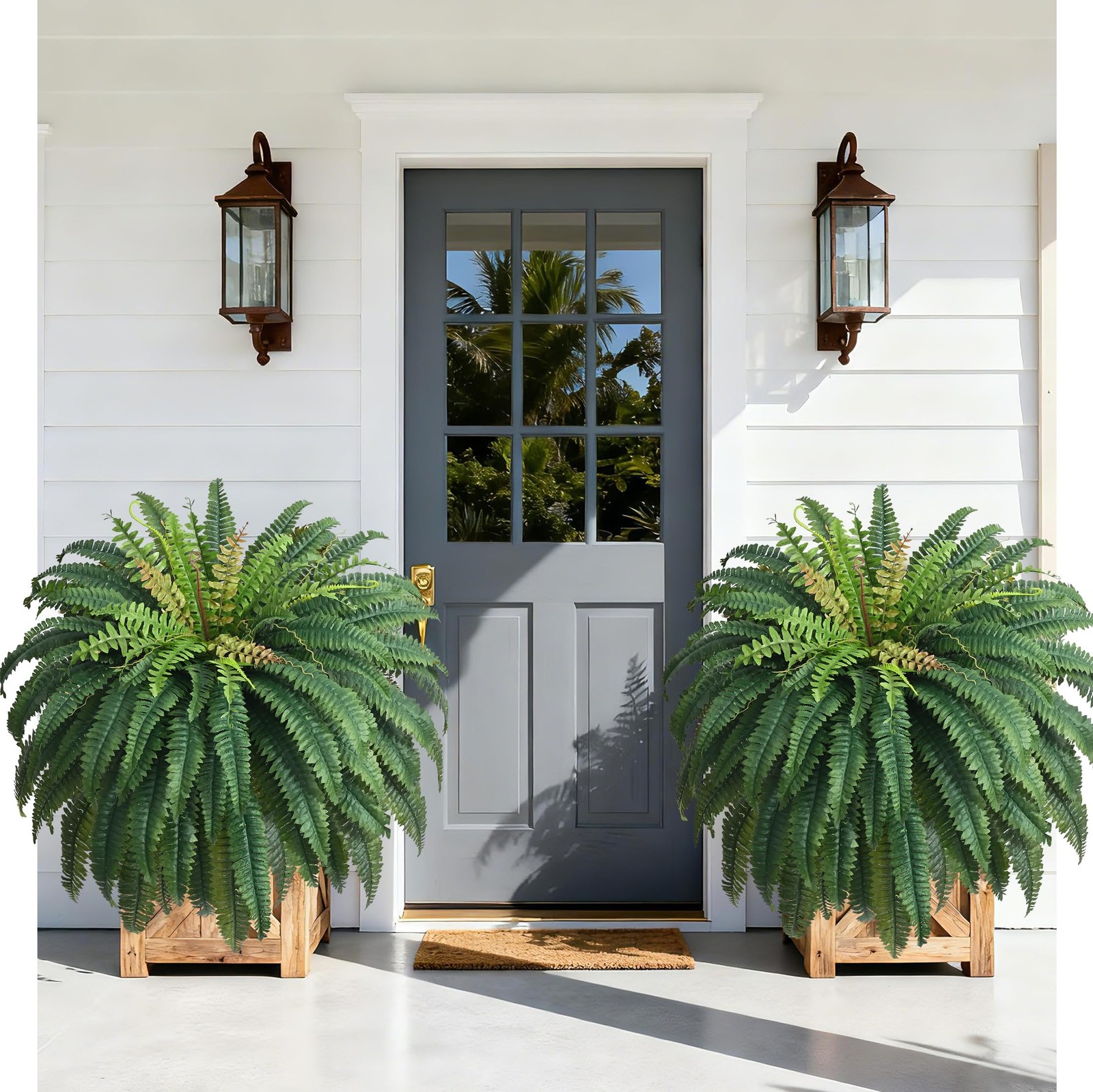 48in 96 Leaves Large Fake Ferns-Set of 2 Artificial Plants Outdoor, UV Resist…