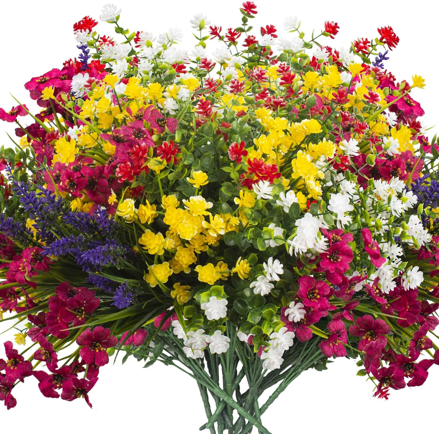 20 UV Resistant Artificial Flowers for Home & Outdoor Decor, 4 Seasons