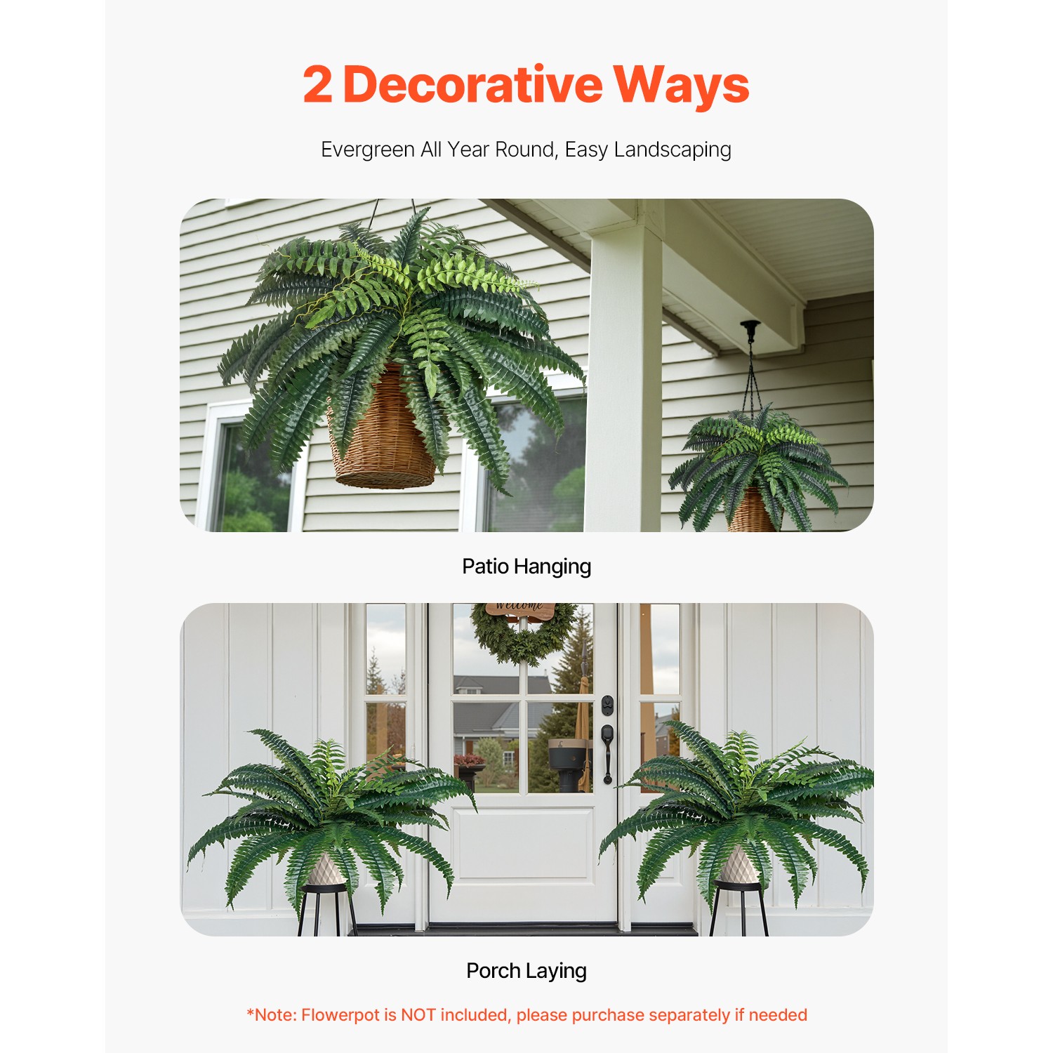 Uimoso Pack of 2 40″ Artificial Boston Fern Bush Plant Green Plant Home Decor