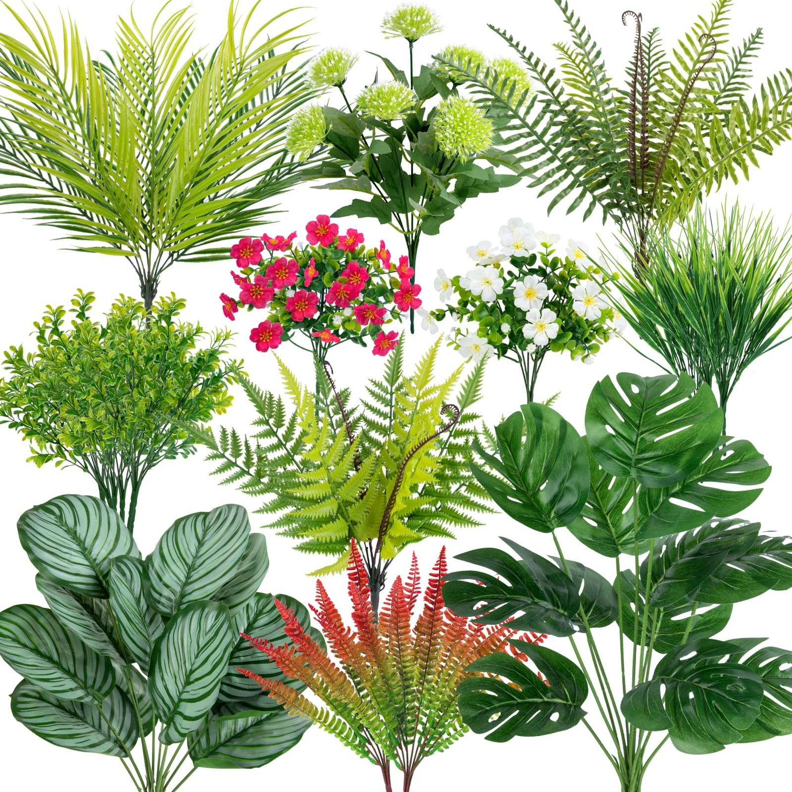 20 Pcs Artificial Plants Outdoor Fake UV Resistant Artificial Flowers Greener…