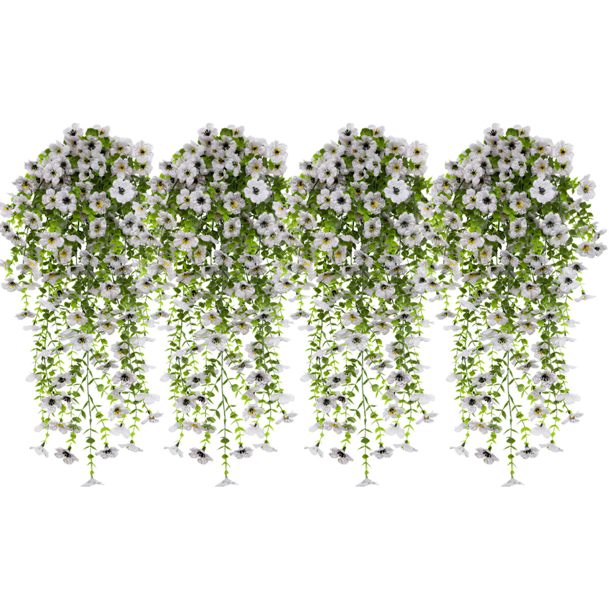 4Pcs Artificial Flowers Plastic Hanging Plants for Outdoor Indoor Decoration