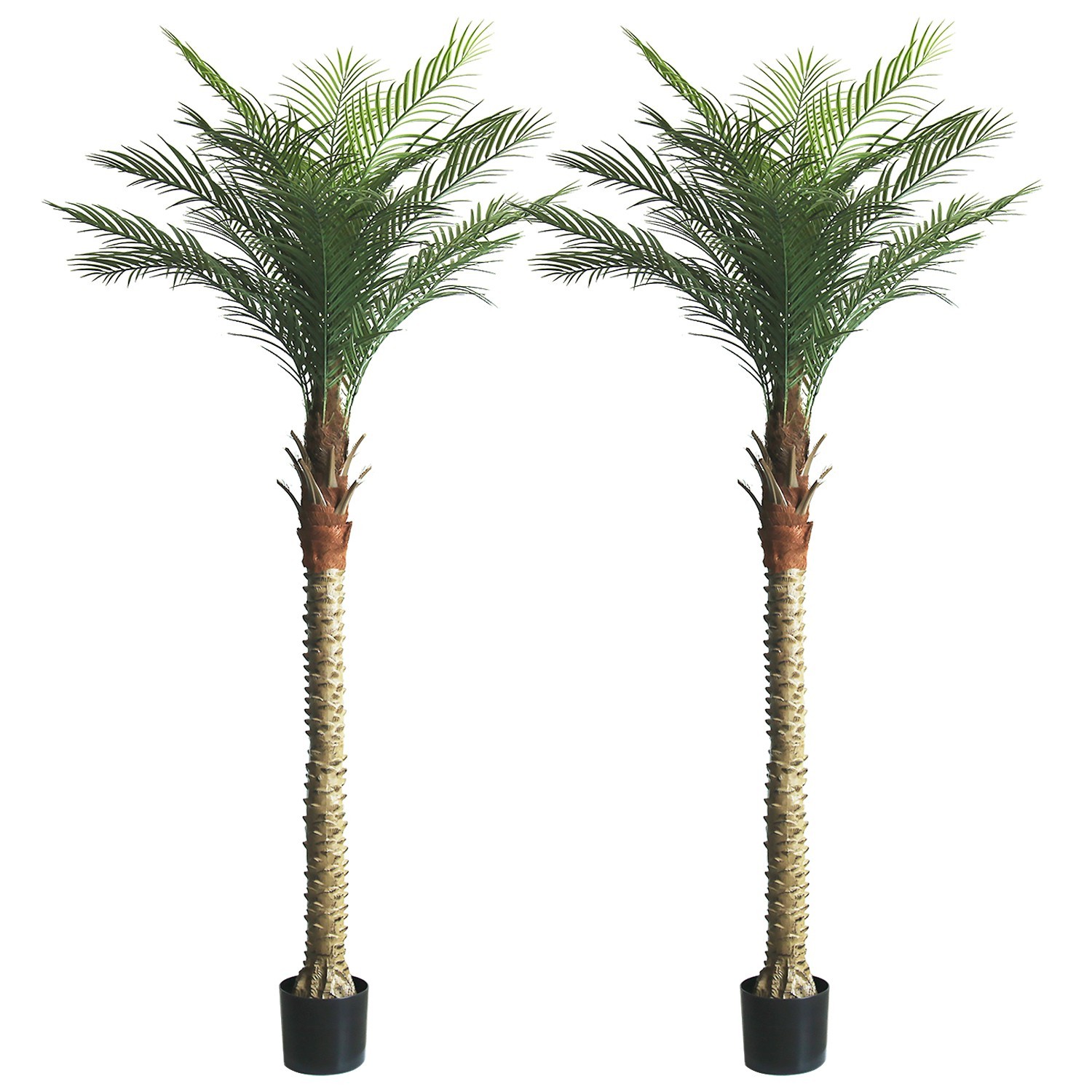 2 Pack 8ft Artificial Coconut Palm Tree, Fake Tropical Palm Plant Indoor Outdoor