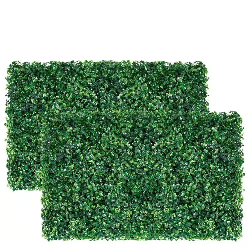 24 X 16 In. 12-Pieces Plastic Artificial Boxwood Hedge Panel-Realistic Fake Gras