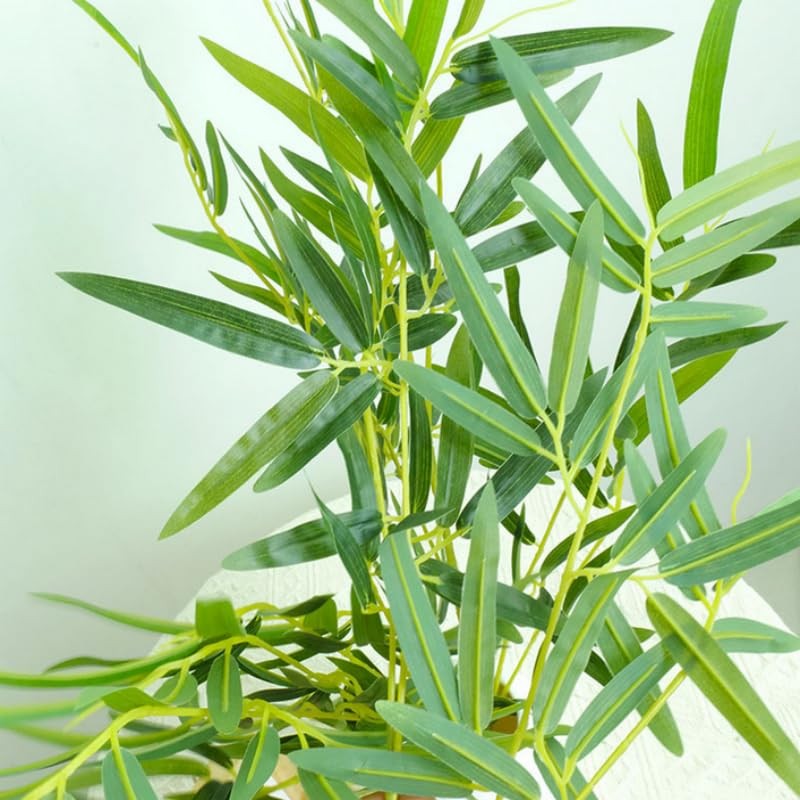 6 Pcs Tree Branch 19.7 Inches Artificial Bamboo Leaves Faux Green Silk Bamboo…