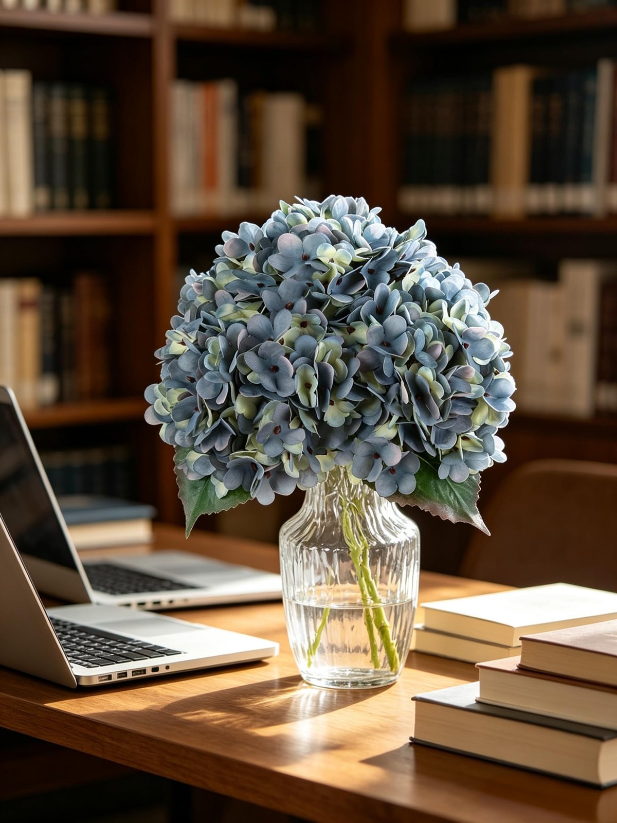 6pcs Artificial Silk Blue Green Hydrangea Flowers Vintage Fake Bouquets Faux …