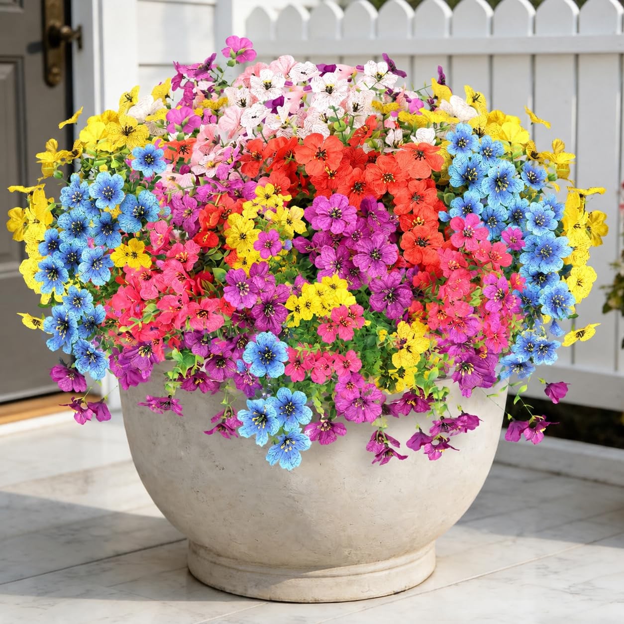 UV Resistant Artificial Outdoor Flowers Mixed Colors Fake Garden Flowers 16