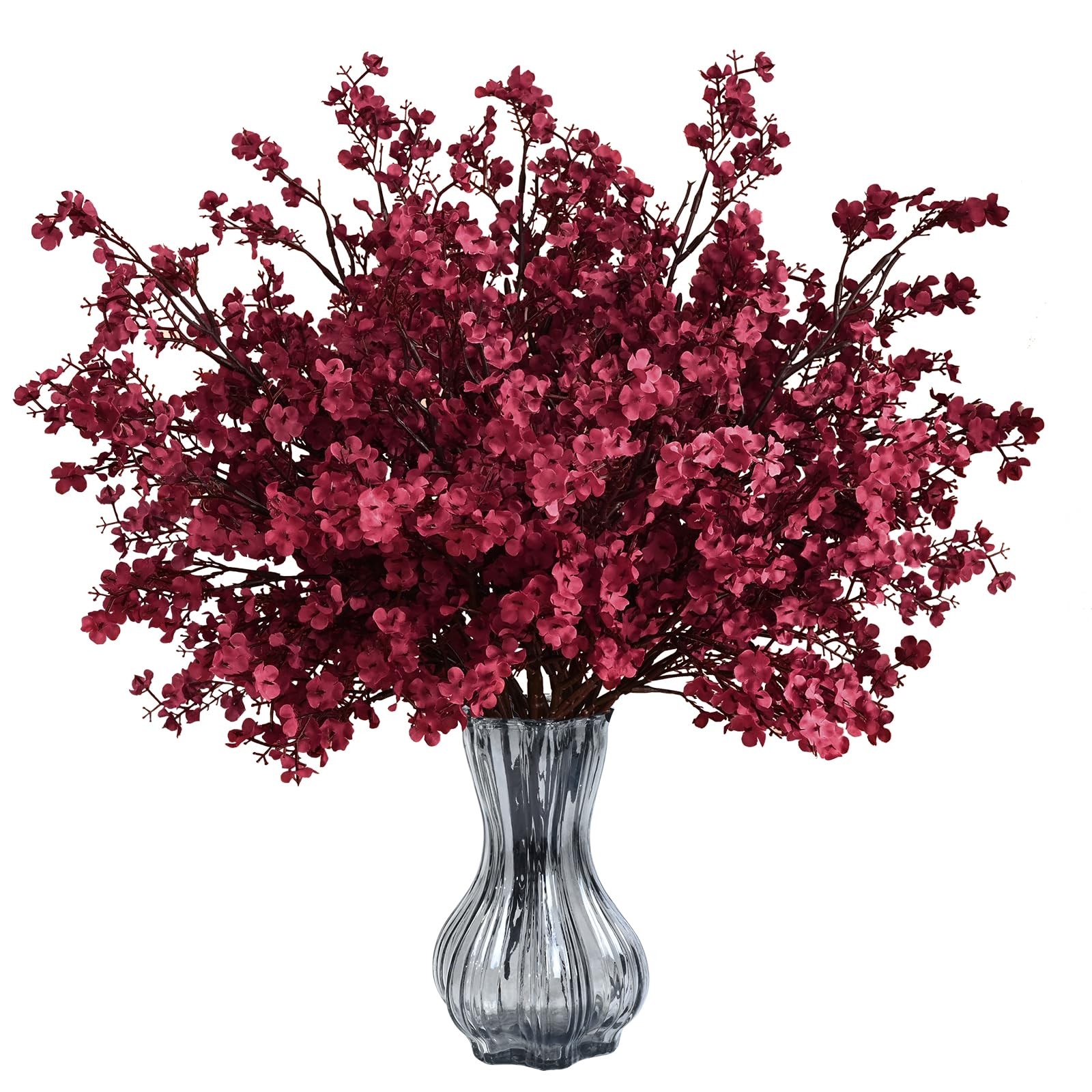 Silk Gypsophila Bouquets, 6Pcs, Real Touch, Wine Red