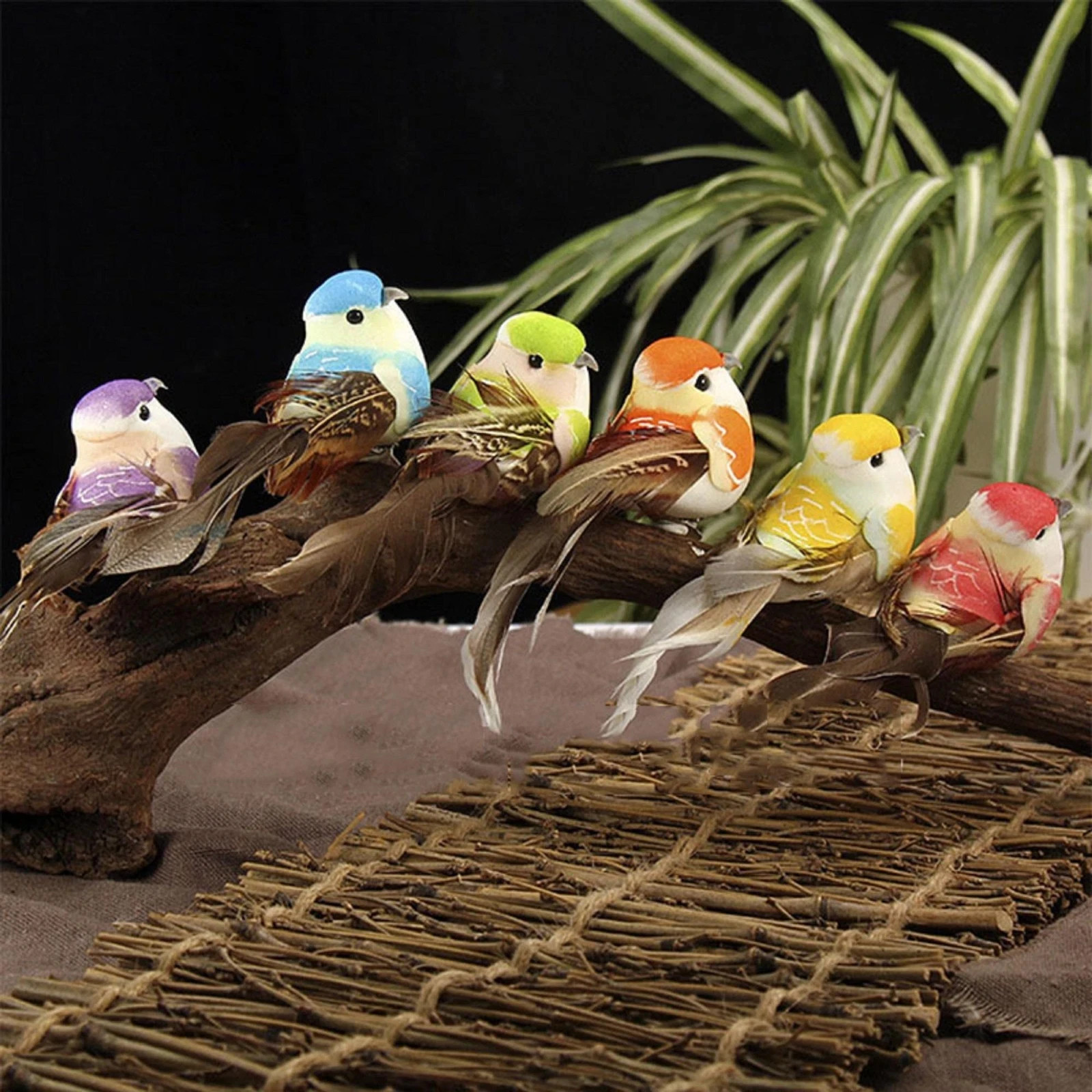 6pcs 10cm6pcs 10 Artificial Sparrow Birds – Foam Ornaments for Home & Diy Crafts