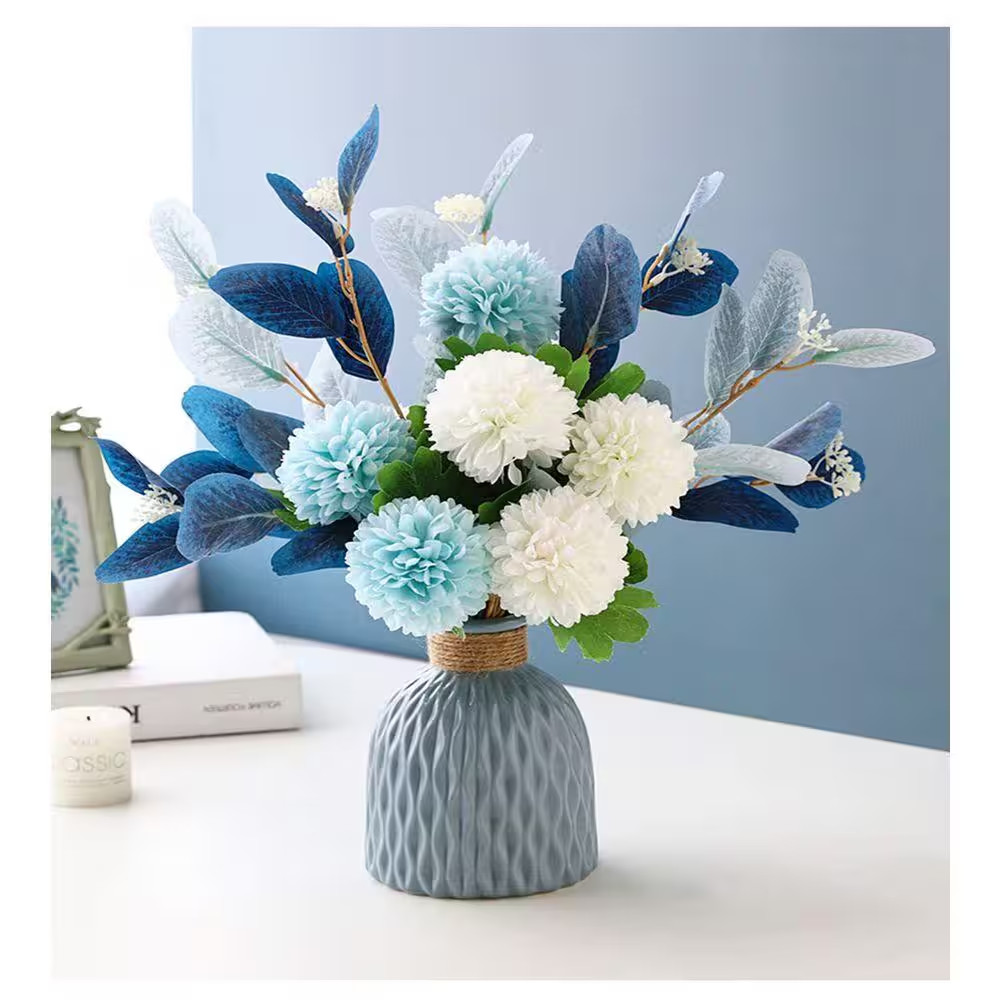 14 In. H Artificial Hydrangea Flower Arrangements with Vase for Home Garden Part