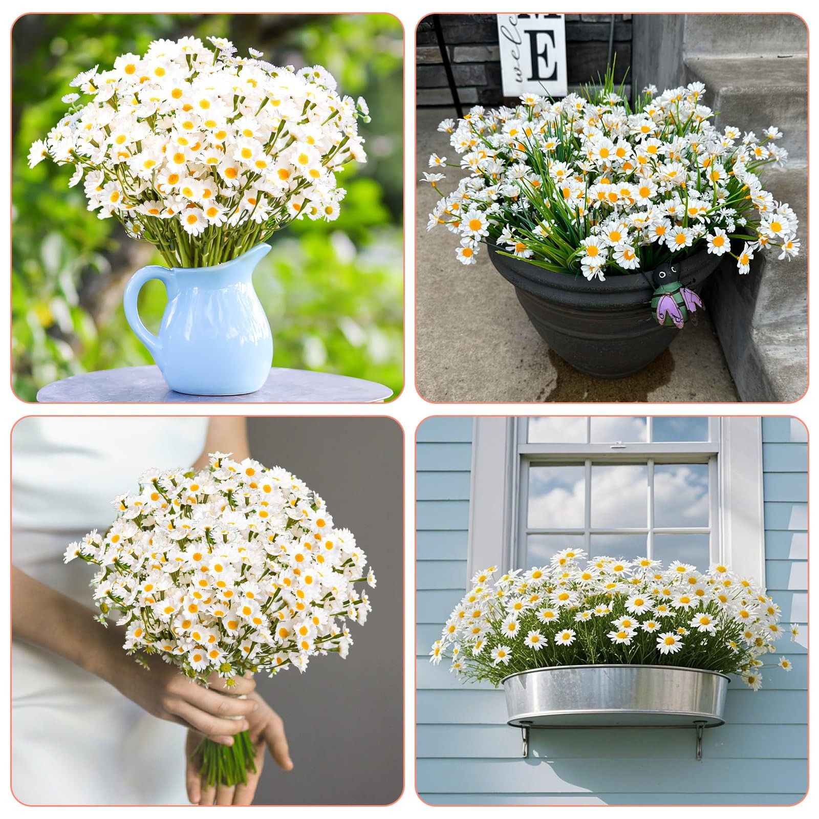 36Pcs Artificial White Daisy Flowers 6 Bundles 10 Inch Small Fake Daisies for…