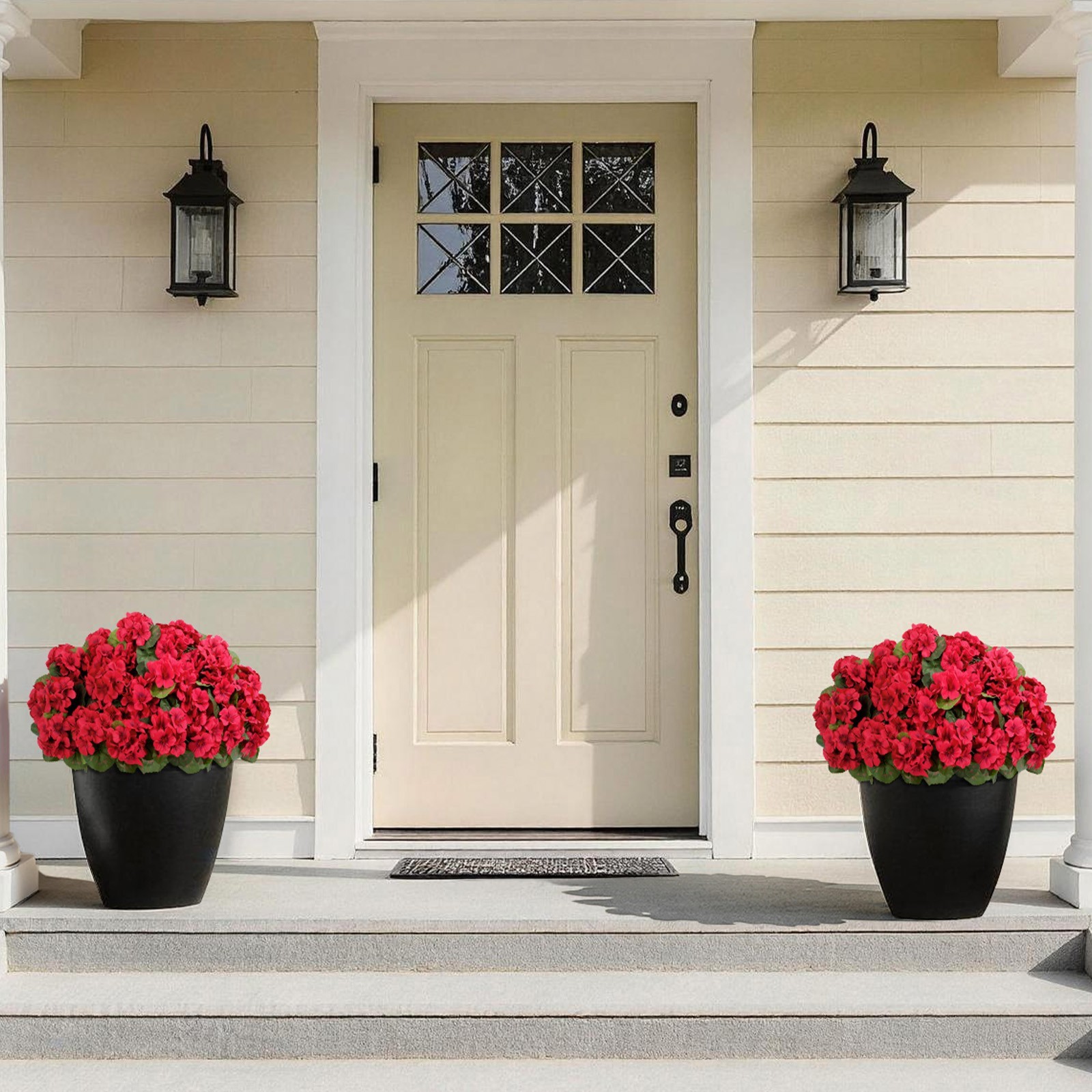 Lifewit Artificial Geranium Flowers for Outdoor Decoration (Red)