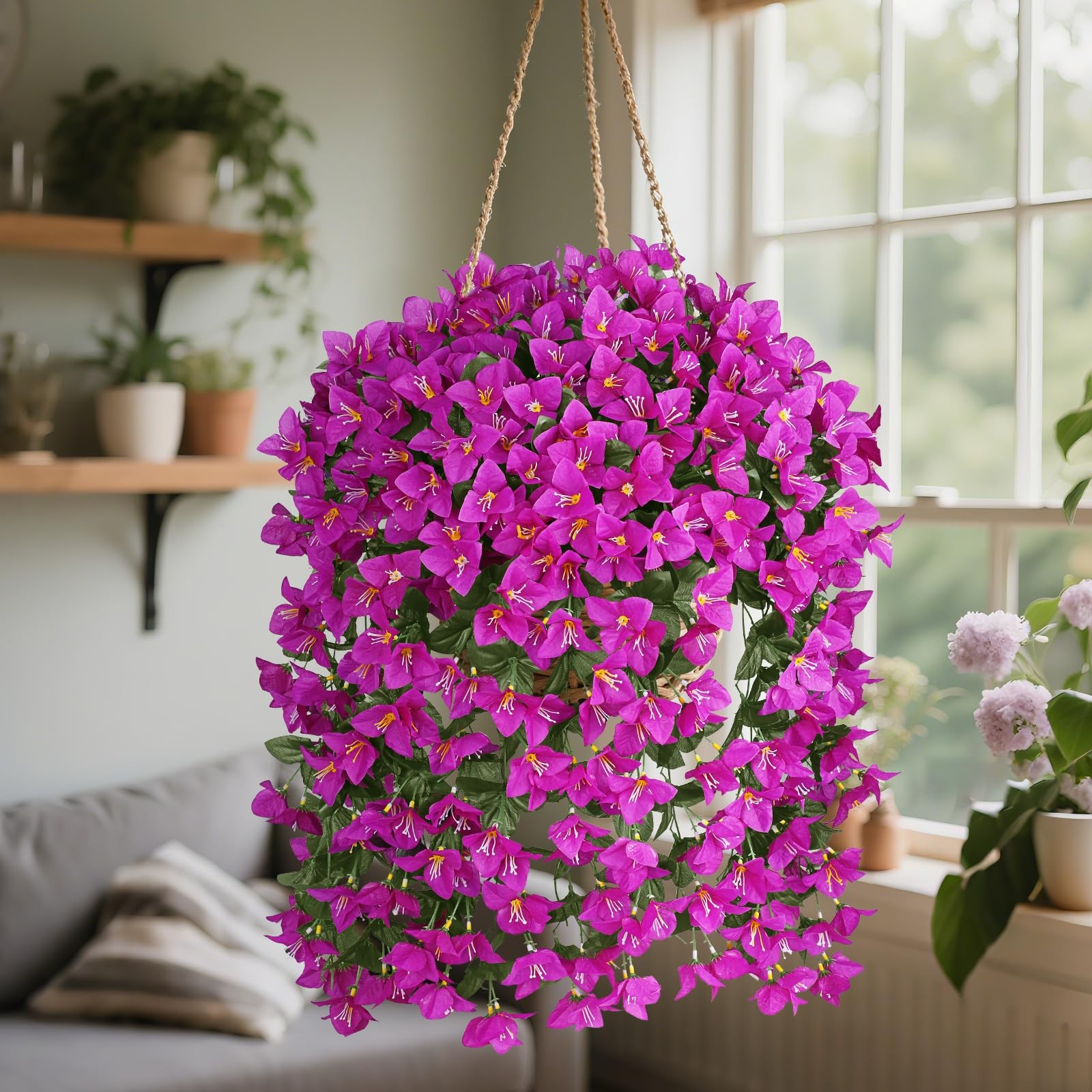 Artificial Bougainvillea Flowers Plants for Outdoors Decoration, 2 Pcs Faux S…