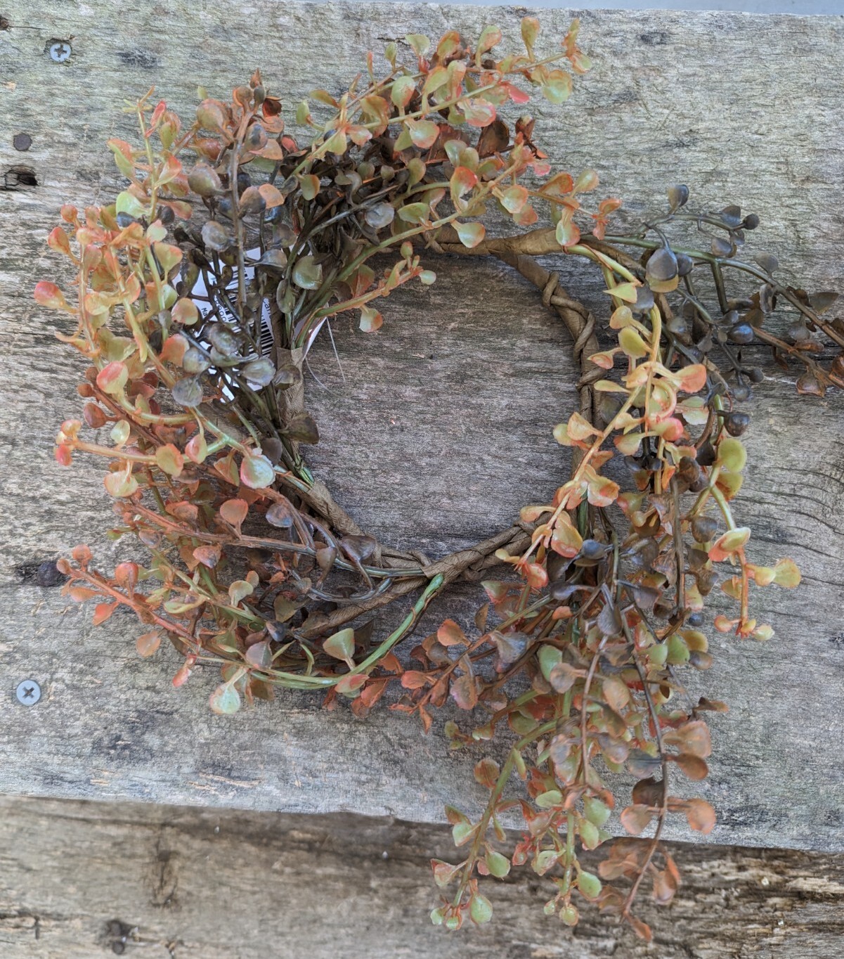 Pepper GRASS Candle Ring Red Green Fall Autumn Farmhouse 4″ inside 11″ W NEW