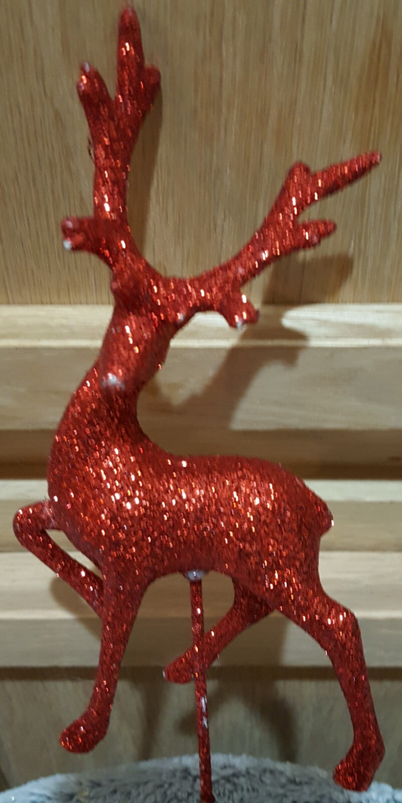 Holiday Time Red Glitter Reindeer Pick – Floral Arrangements/Wreaths, 8.5″L