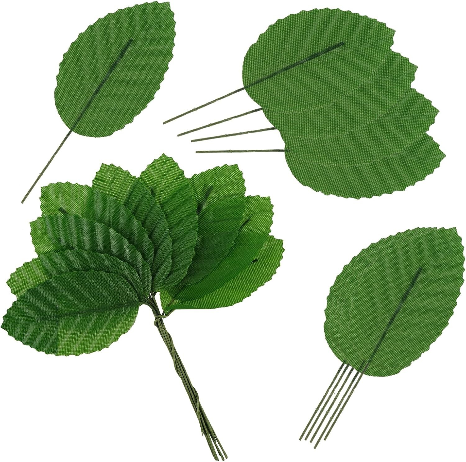 Elegant Bulk Artificial Leaves Set: 200 Pcs in Dark Green, Green & Silver