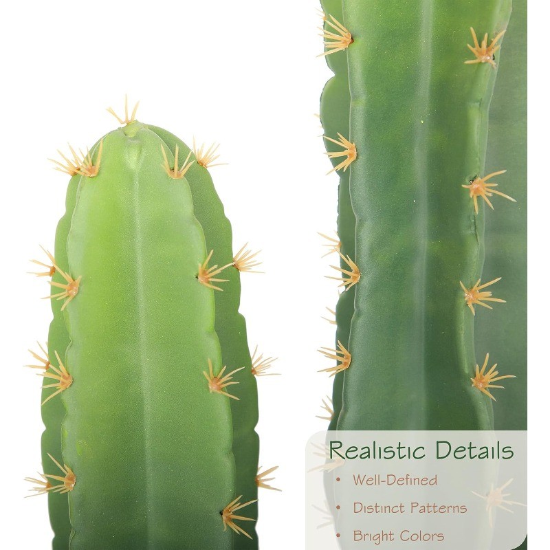 Resistant 5ft Large Artificial Cactus with Black Pot, 60in Realistic Faux Plants