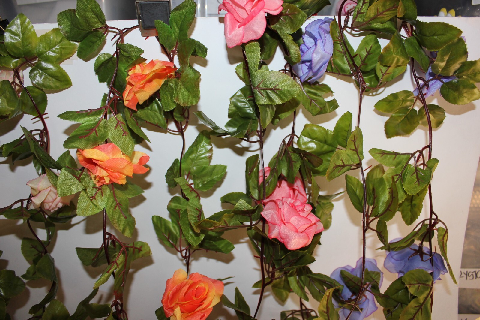 8 Feet Rose Garlands with green leaves, Pastel Colors Wedding Party Decor