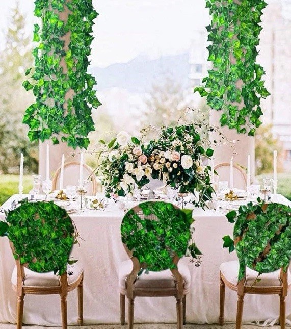 12 Pack 84 Feet of Vines ~ Room or Party Decor ~ Artificial Green Ivy Garland