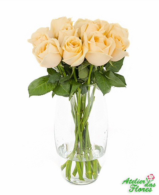 Atelier das Flores - Arranjo de 10 Rosas Champanhe