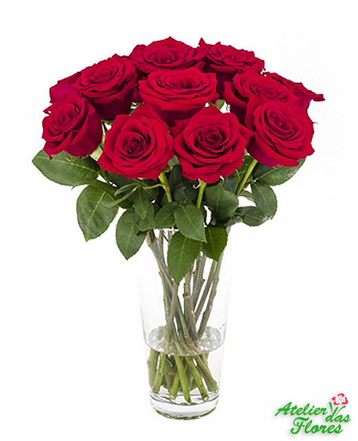 Atelier das Flores - Arranjo de 12 Rosas Vermelhas