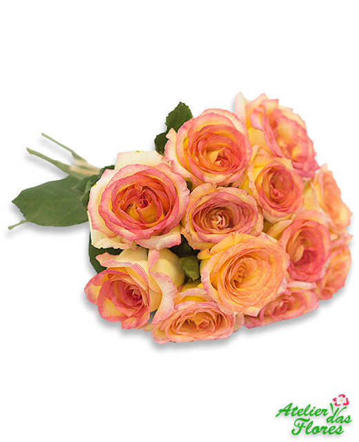 Atelier das Flores - Buquê de 12 Rosas Matizadas