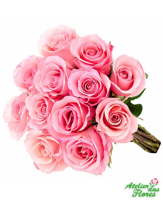Atelier das Flores - Buquê de 12 Rosas Rosadas
