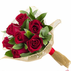 Atelier das Flores - Buquê de 7 Rosas Vermelhas com Tela
