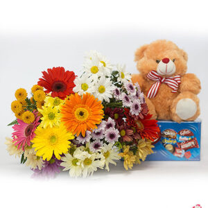 Atelier das Flores - Buquê de Flores Mistas, Chocolate e Pelúcia