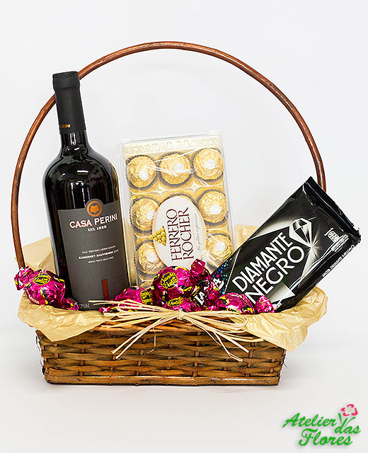 Atelier das Flores - Cesta de Vinho e Chocolates