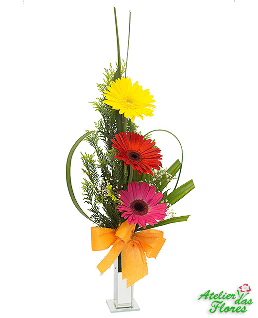 Atelier das Flores - Cilindro de Gérberas Coloridas