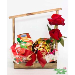 Atelier das Flores - Cesta de Natal com Arranjo de Rosas