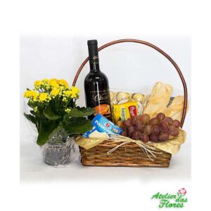 Atelier das Flores - Cesta de Vinho Clássica e Flores