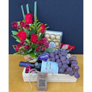 Atelier das Flores - Box Vinho com Flores e Ferrero Rocher